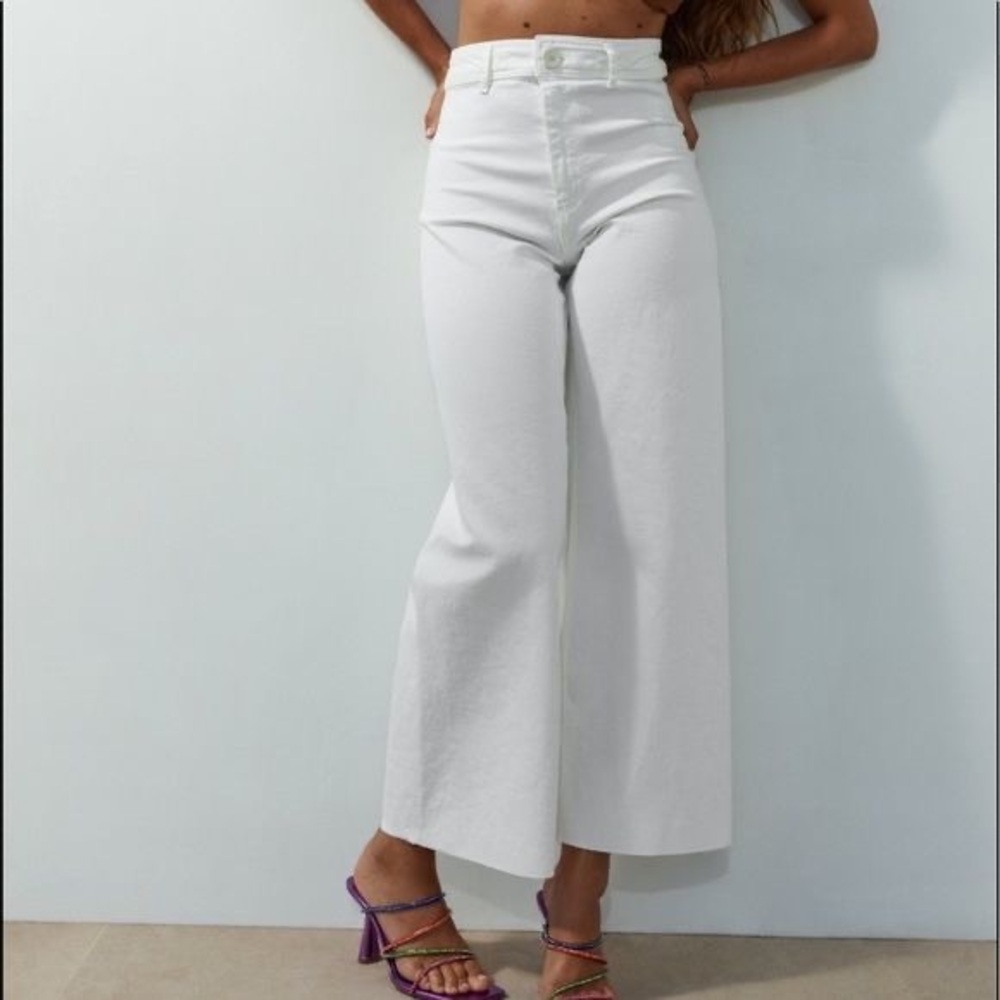 Zara White Straight Leg Jeans for Women